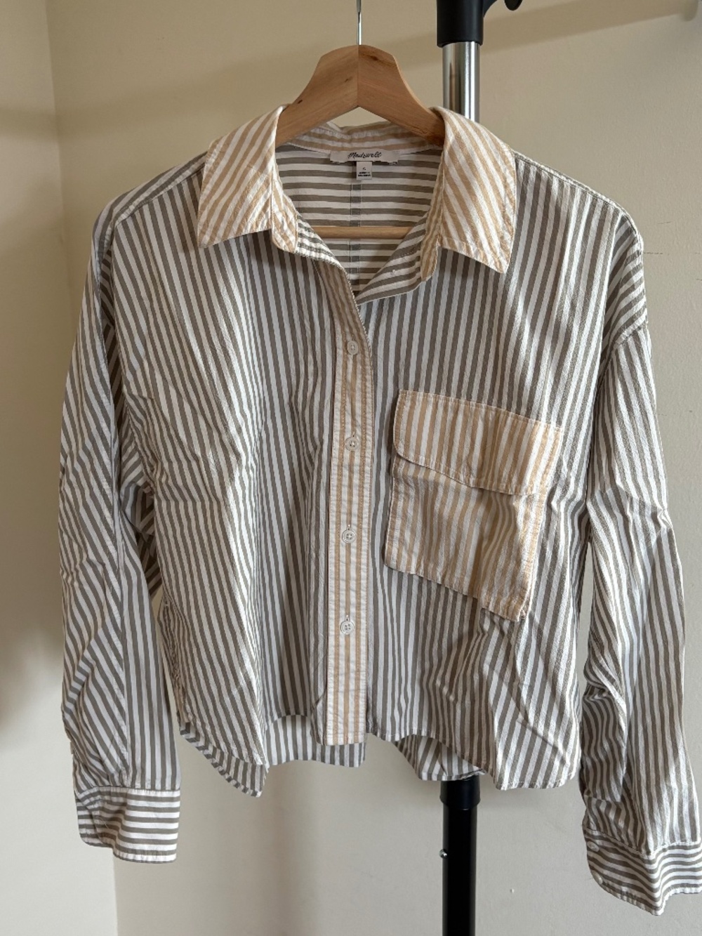 Madewell Contrast Striped Pocket Button Down Shirt